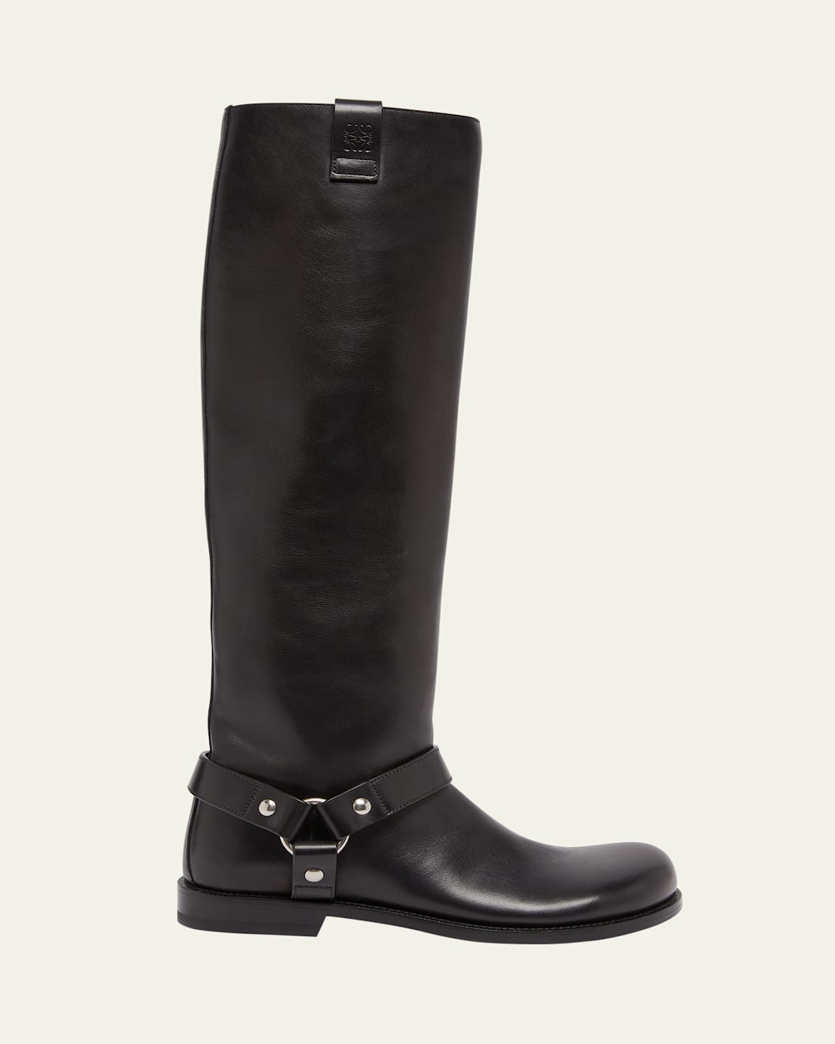 Shop Loewe Campo Leather Harness Biker Boots In Black