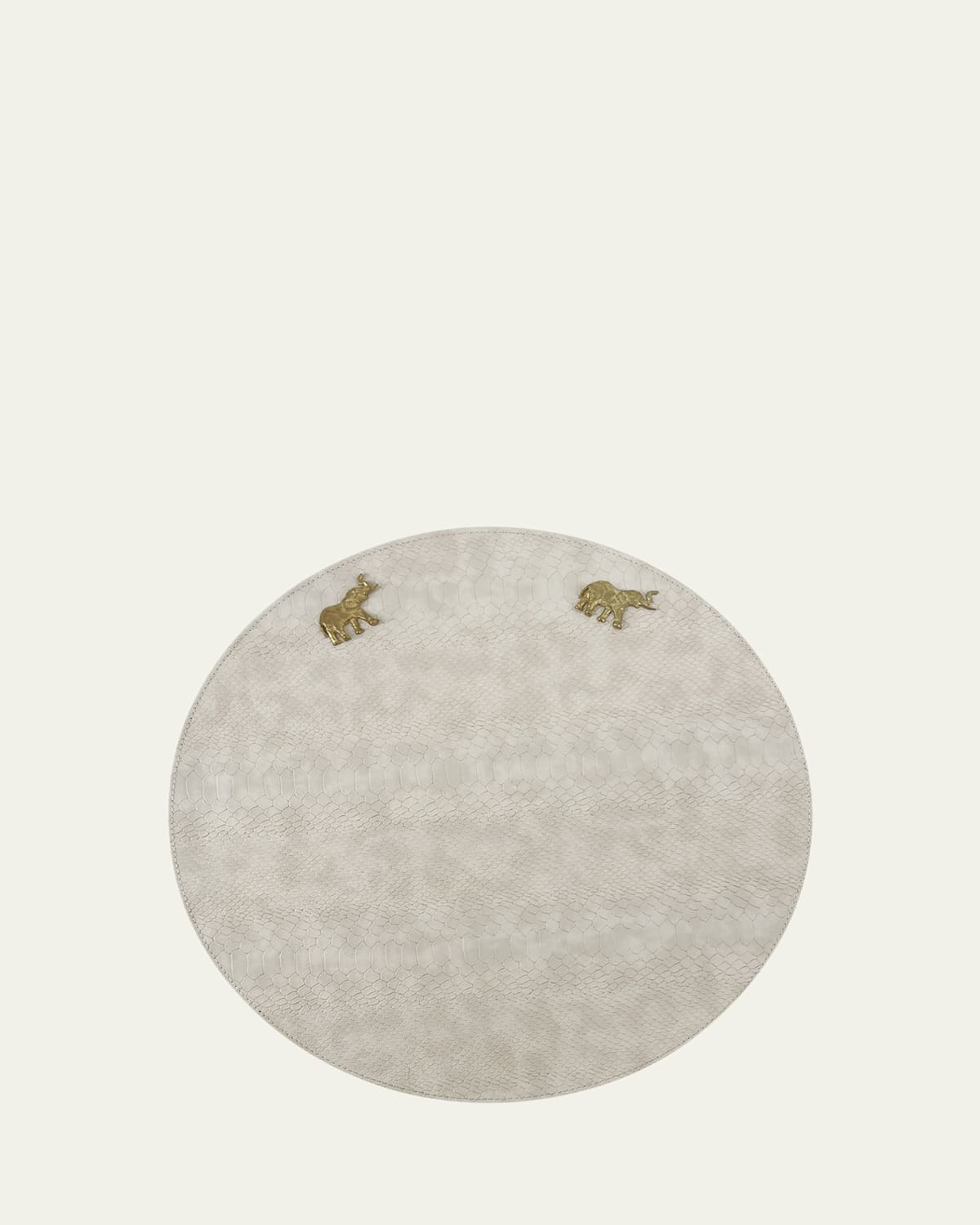 Elephant Snake-Embossed Vegan Leather Placemat, 15" Round
