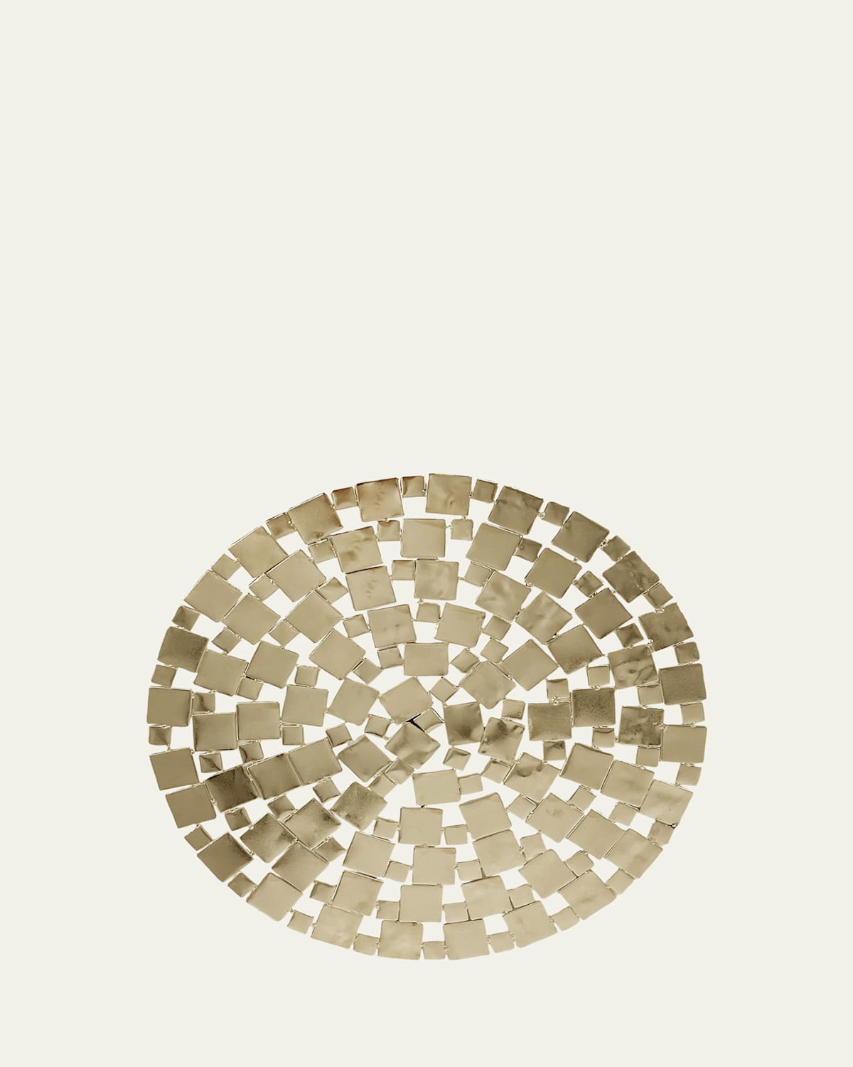 Nomi K Modern Squares Goldtone Metal Placemat, 15" Round