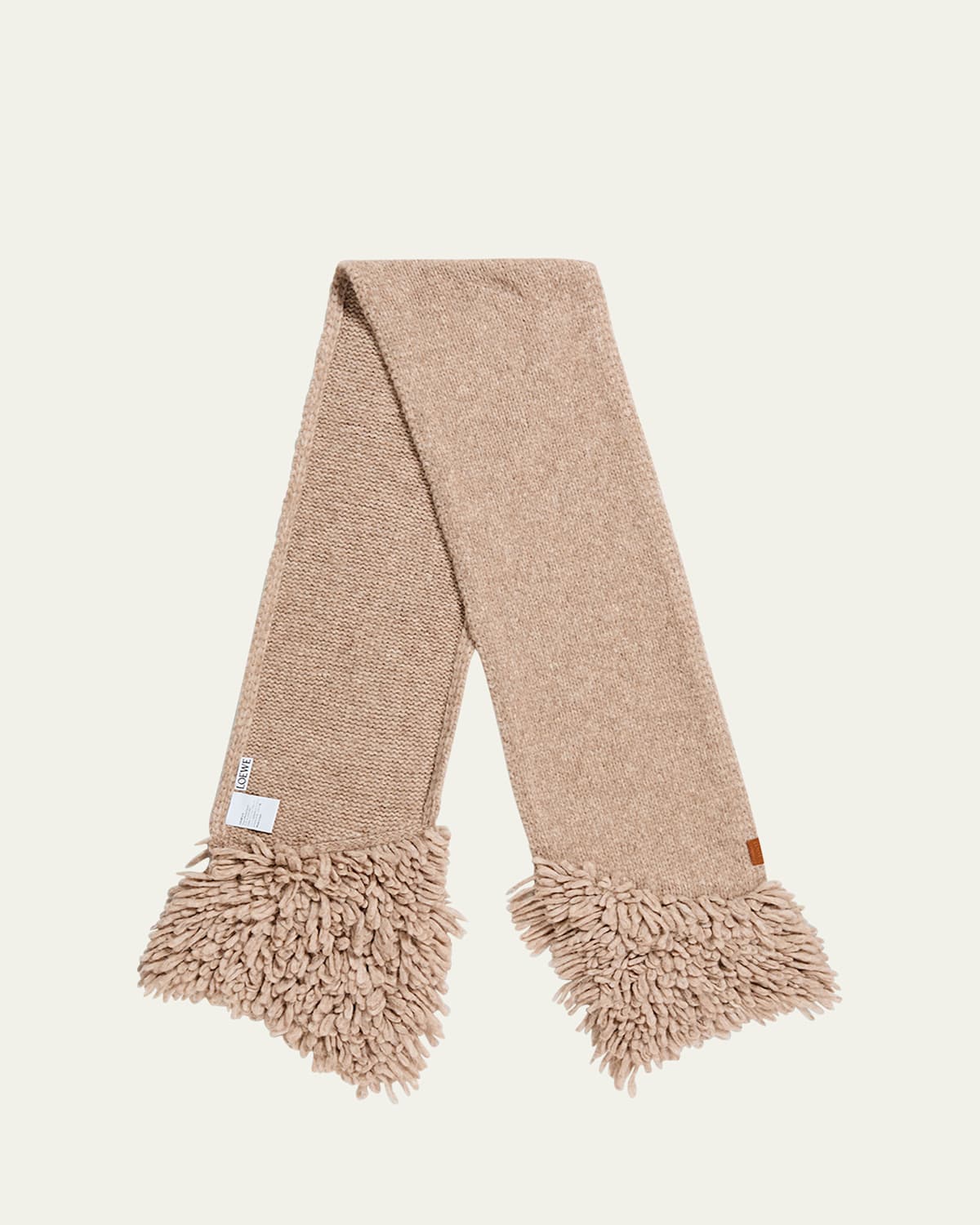 Loewe Alpaca Wool Blend Scarf In Beige