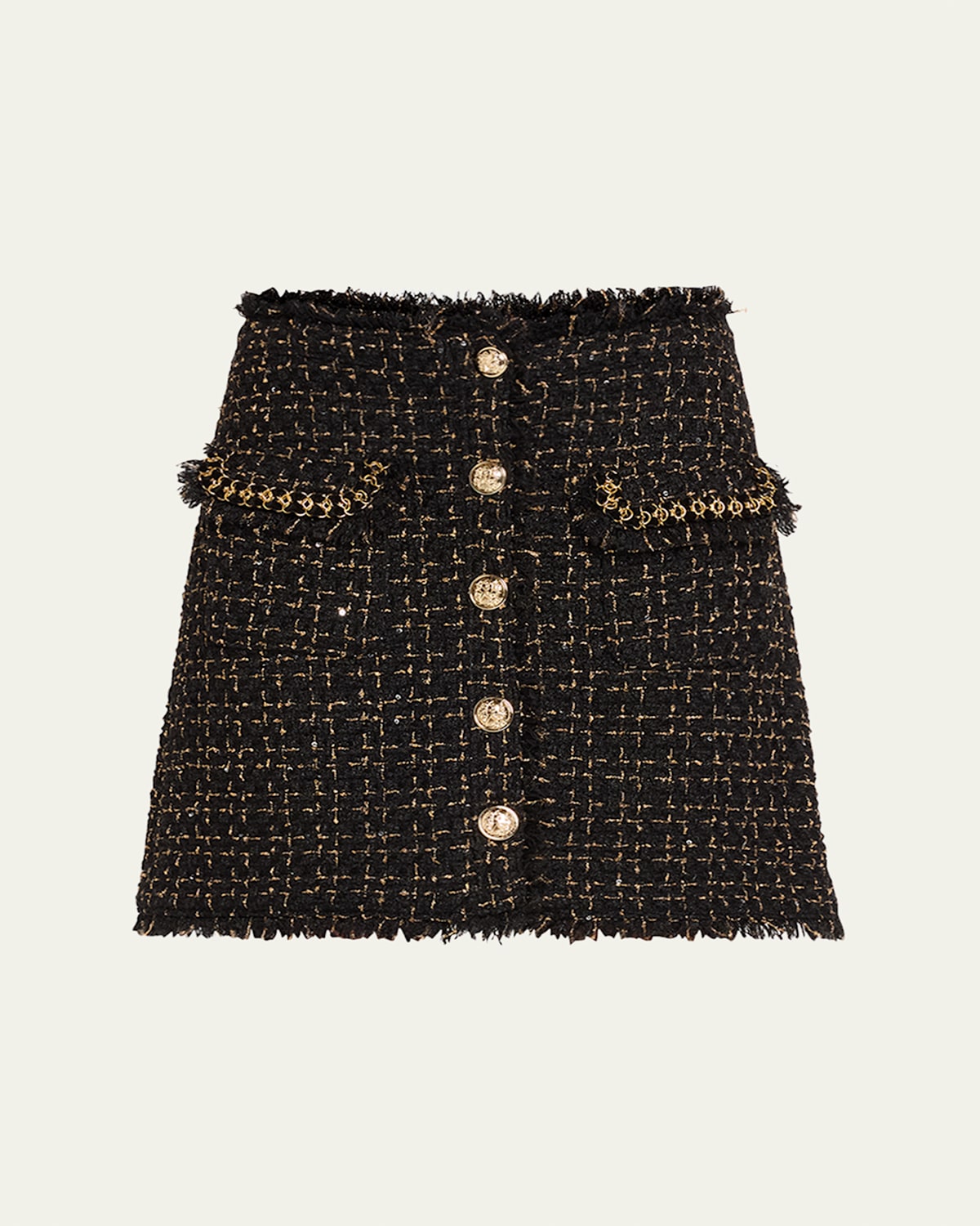 Shop Cinq À Sept Bess Wool-blend Tweed Mini Skirt In Blackgold