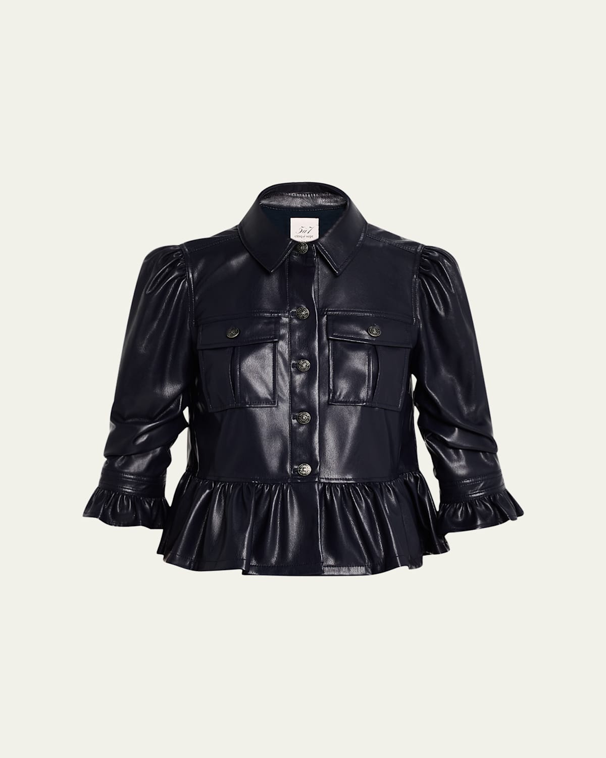 Delanie Ruffled Vegan Leather Jacket