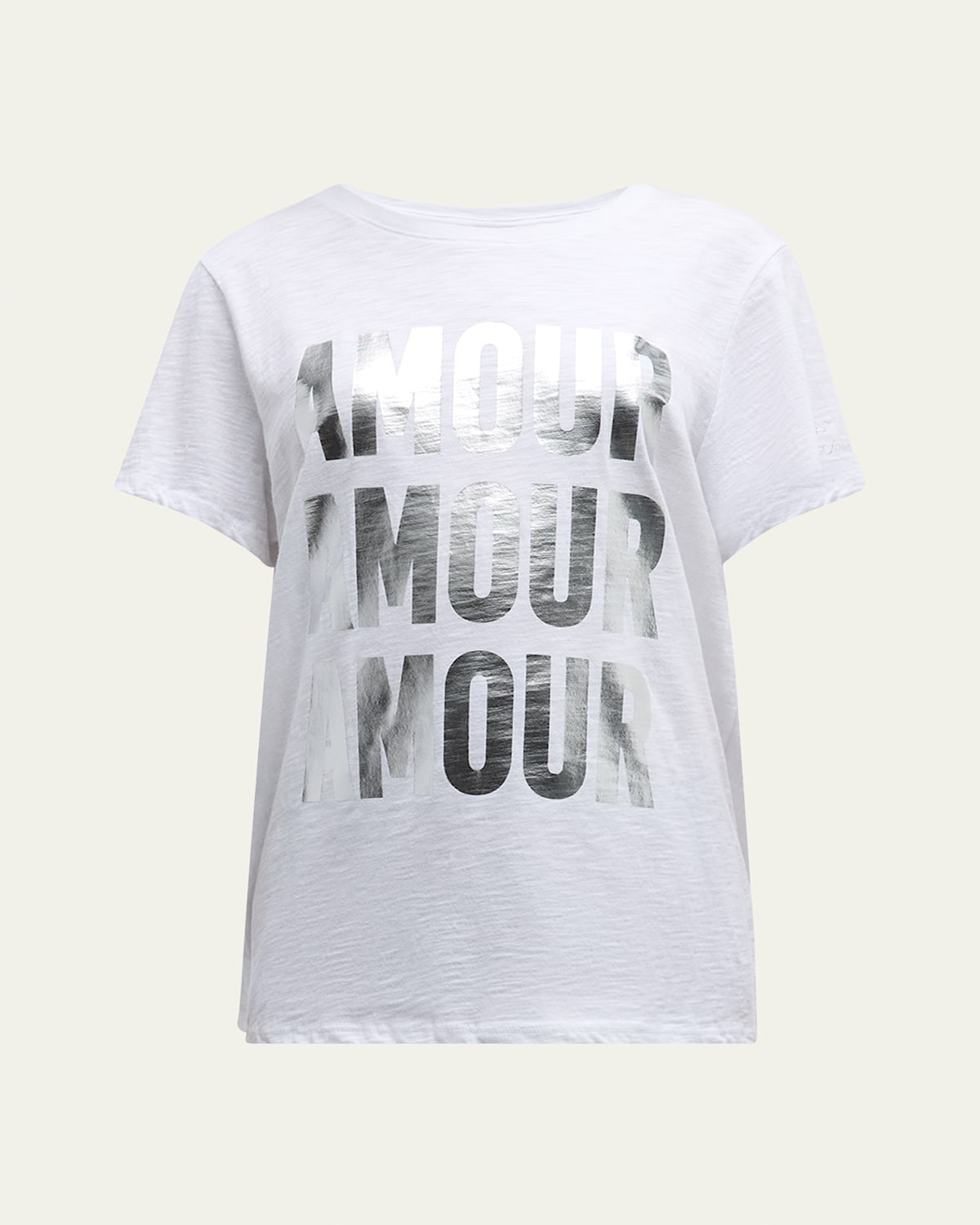 Cinq À Sept Amour Foiled Print Short-sleeve Cotton Tee In Whitesilver