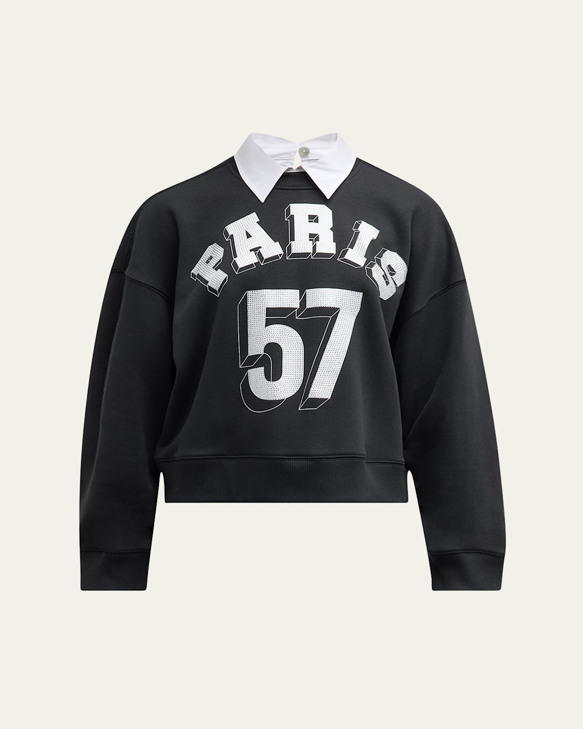 Shop Cinq À Sept Heatset Paris 57 Justina Combo Sweatshirt In Blackwhite