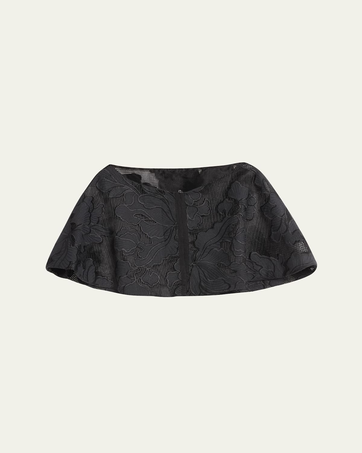 Lela Rose Guipure Lace Reversible Capelet In Black