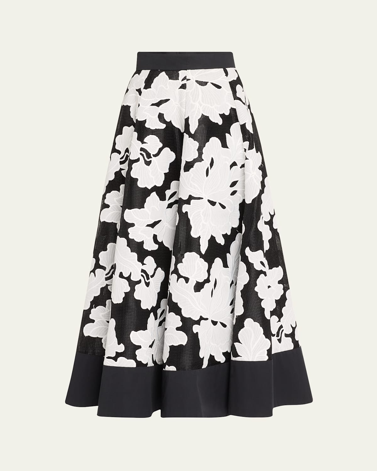 Floral Embroidered Midi Full Skirt