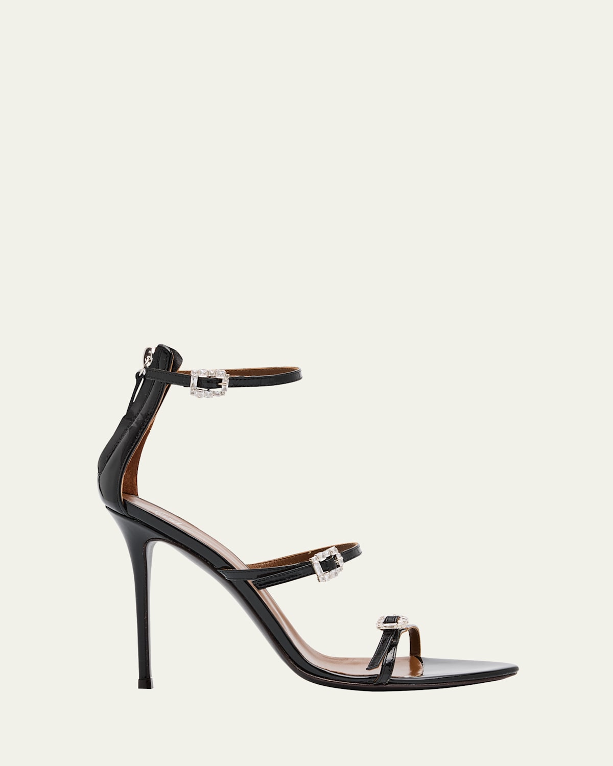 Giuseppe Zanotti Metallic Leather Ankle-strap Sandals In Nero