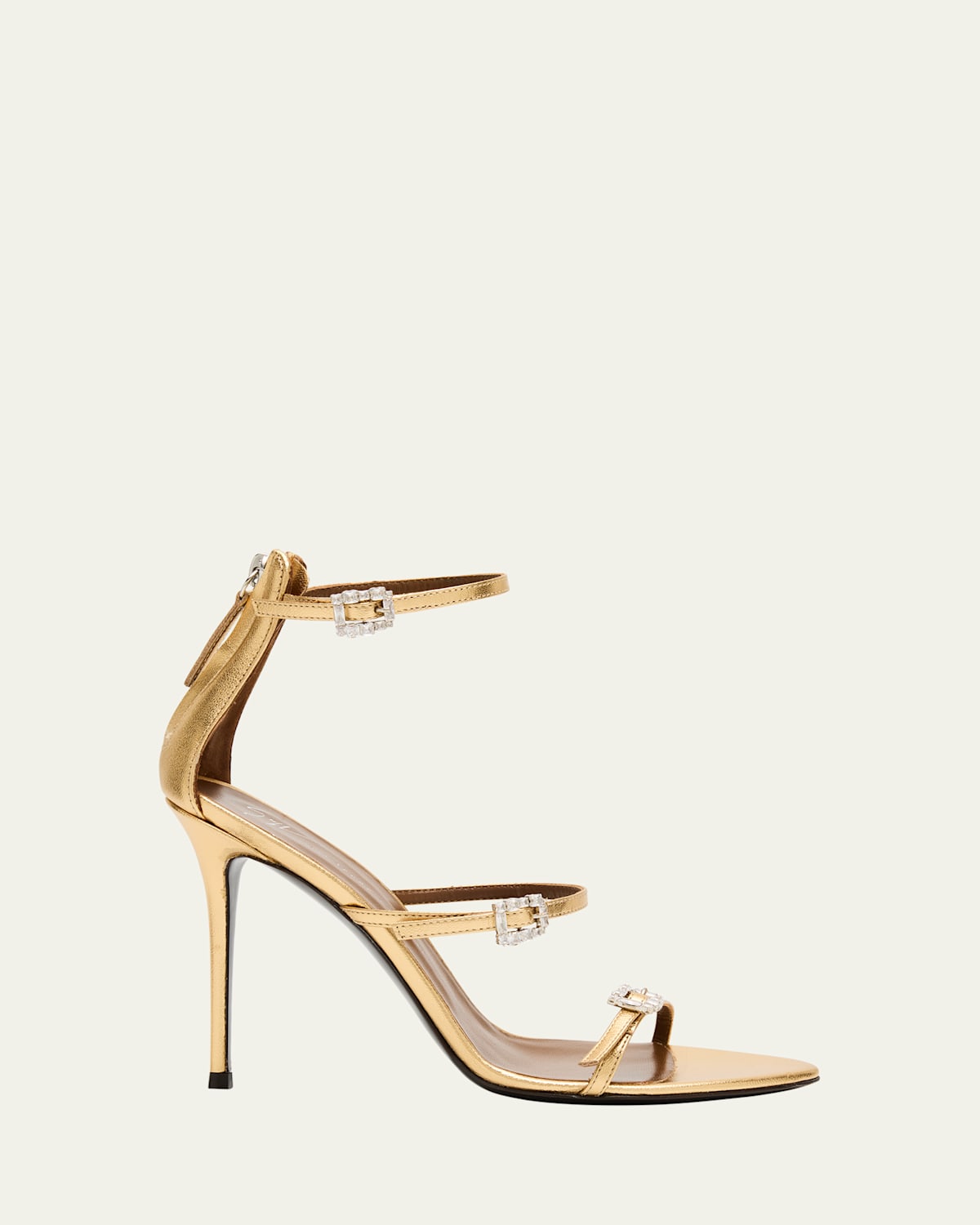 Giuseppe Zanotti Metallic Leather Ankle-strap Sandals In Oro
