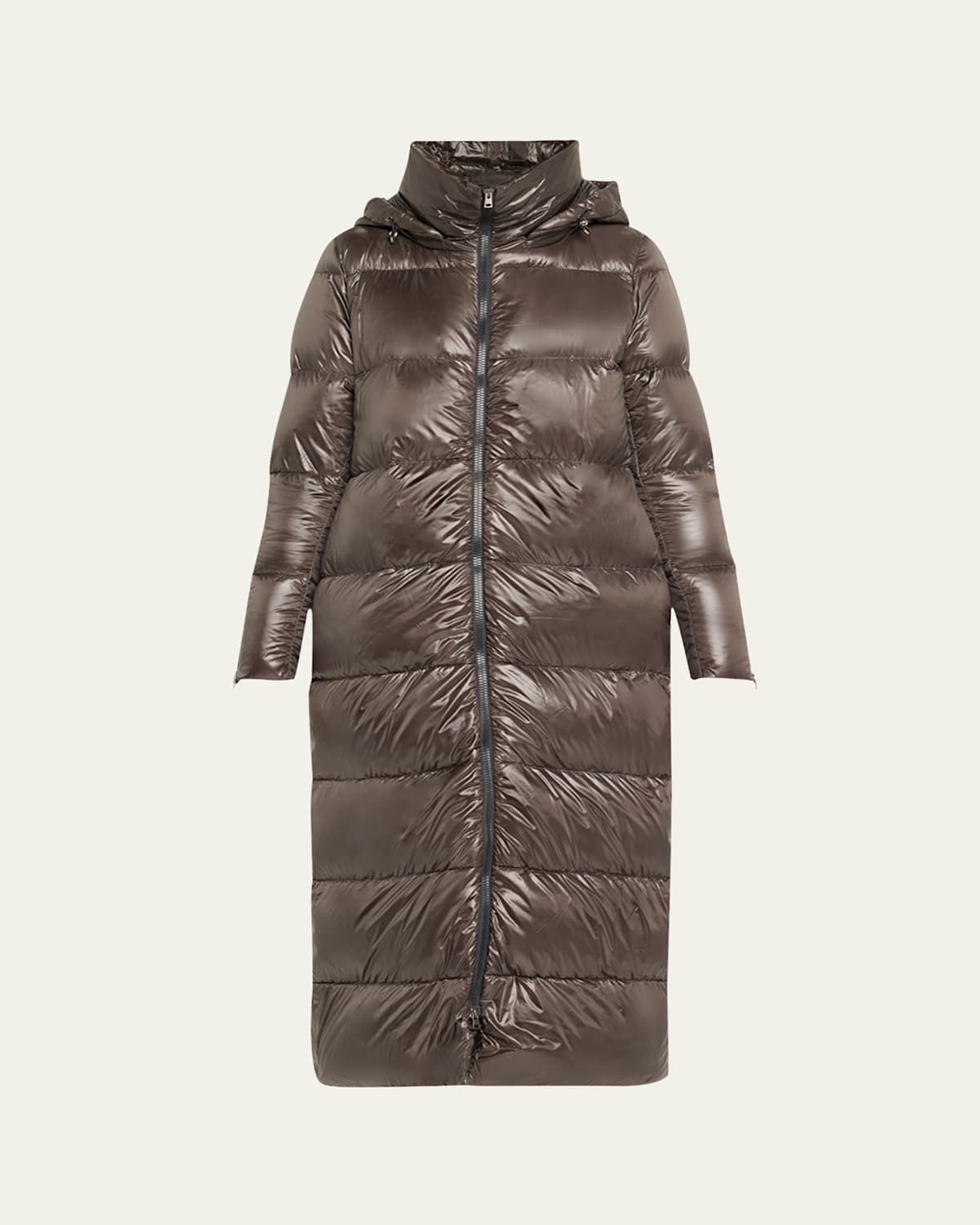 Shiny Long Down Hooded Coat