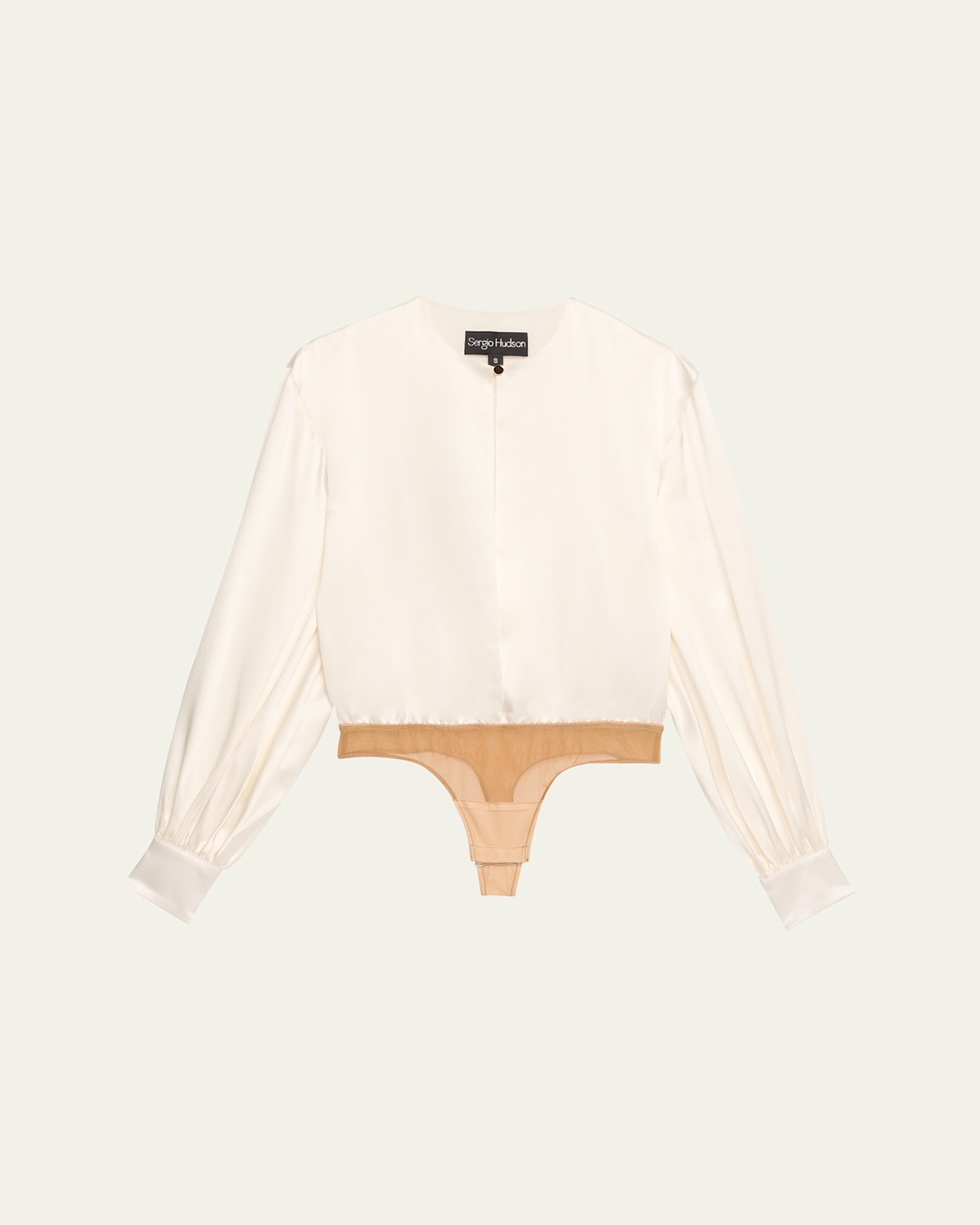 Open Slit Silk Charmeuse Bodysuit