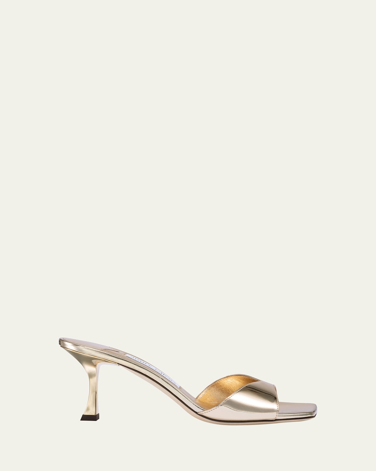 JIMMY CHOO SKYE METALLIC LEATHER SLIDE SANDALS 