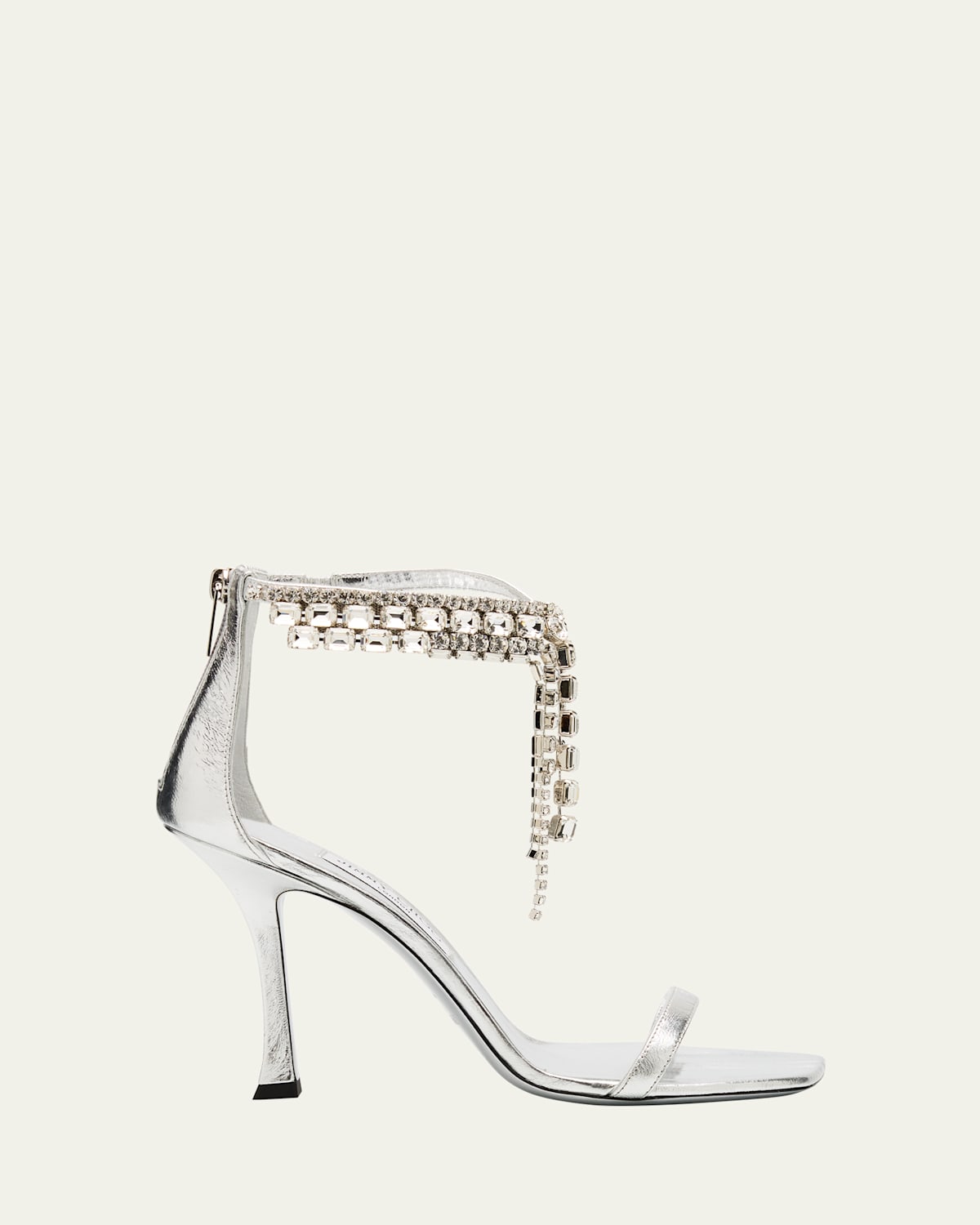 Jimmy Choo 'verity' Metallic Sandals With High Stiletto Heel In Silver