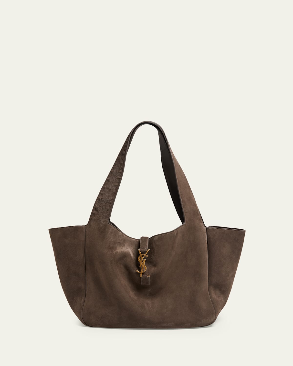 Saint Laurent Bea Ysl Cabas Tote Bag In Suede In Brown