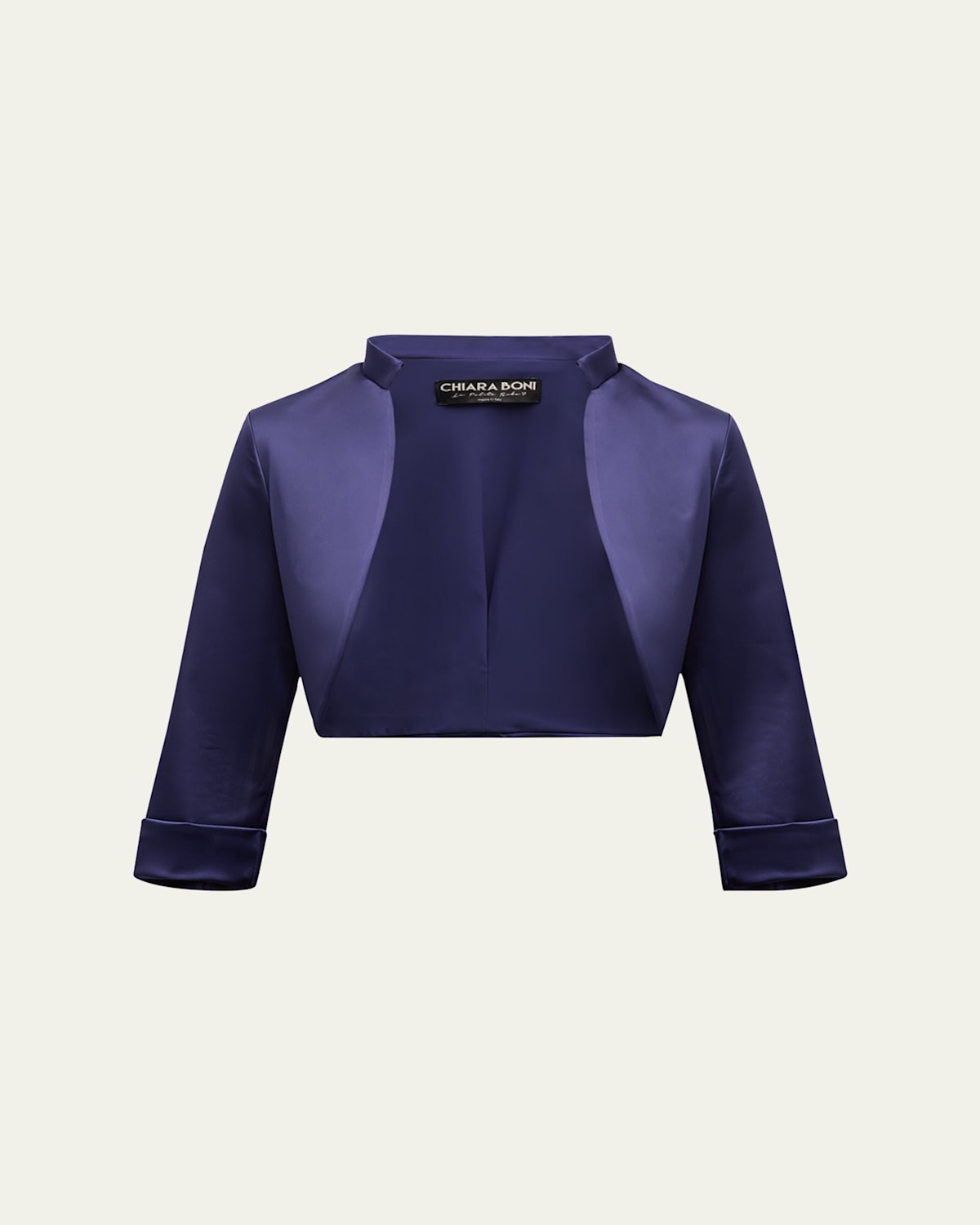 3/4-Sleeve Satin Bolero Shrug