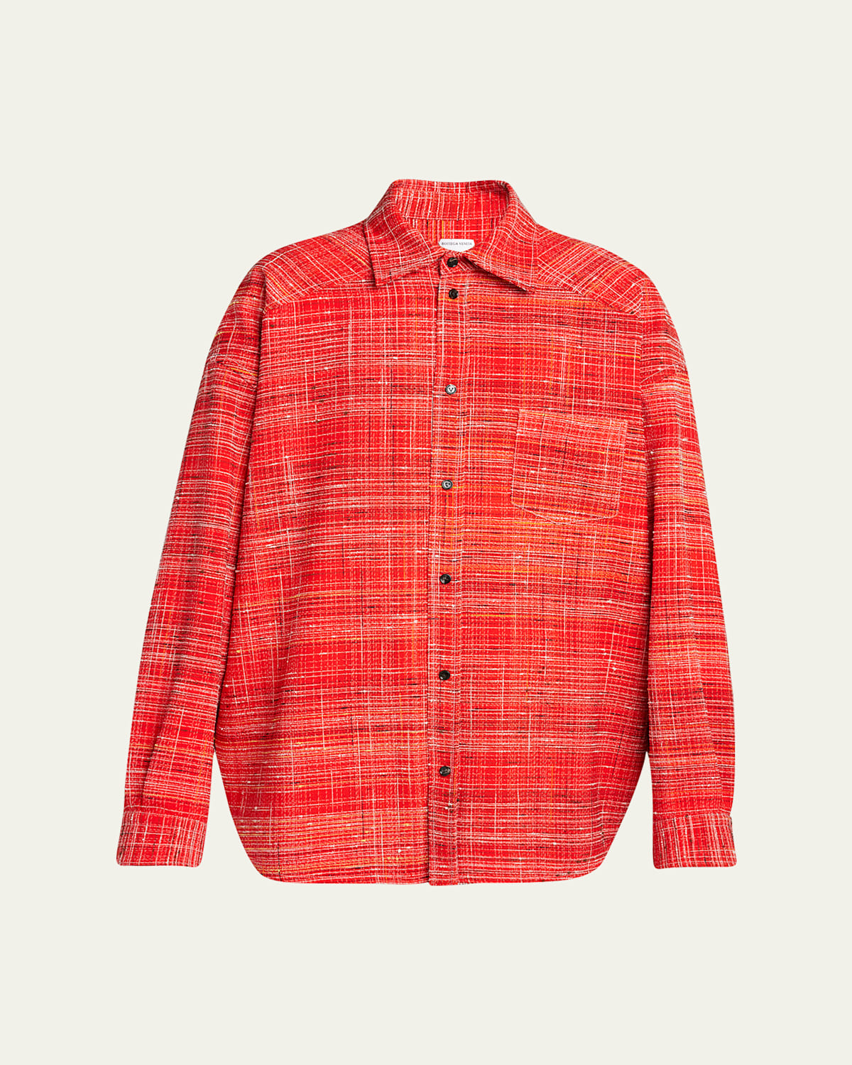 Bottega Veneta Men's Red Multi-knotted Viscose Overshirt In Red/multi