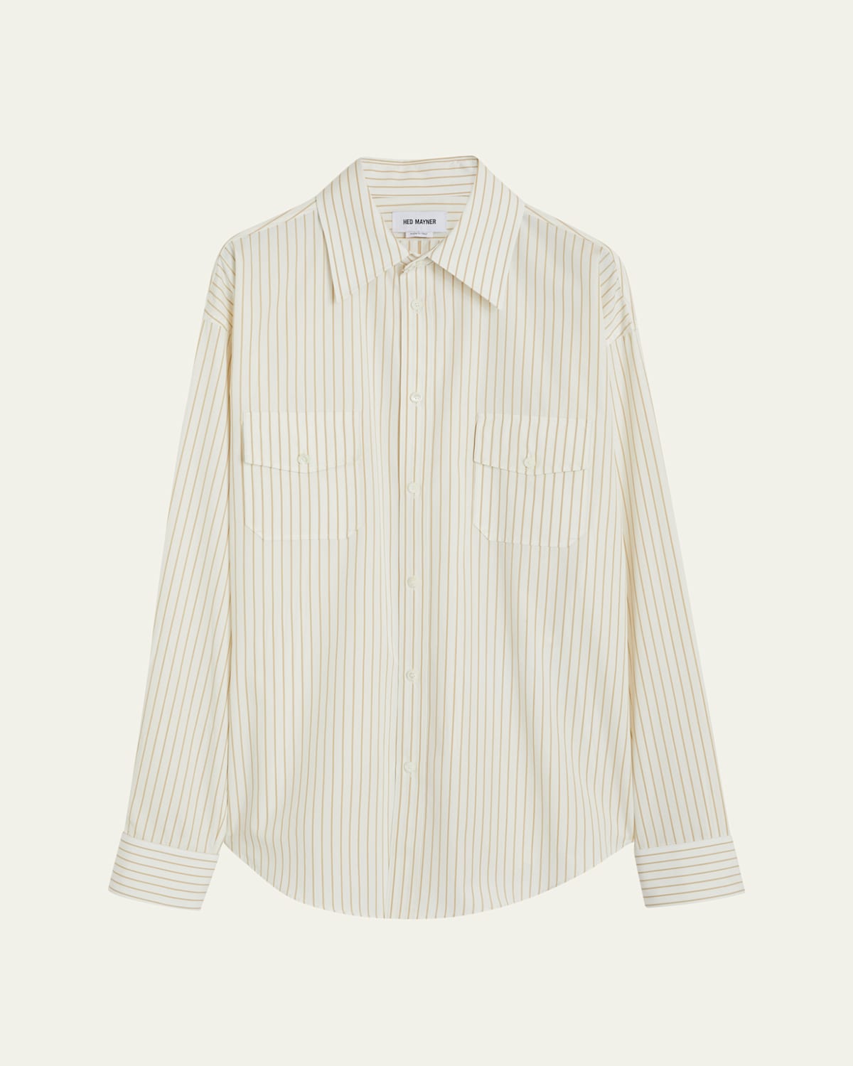 Men's Striped Poplin Oversized Sport Shirt