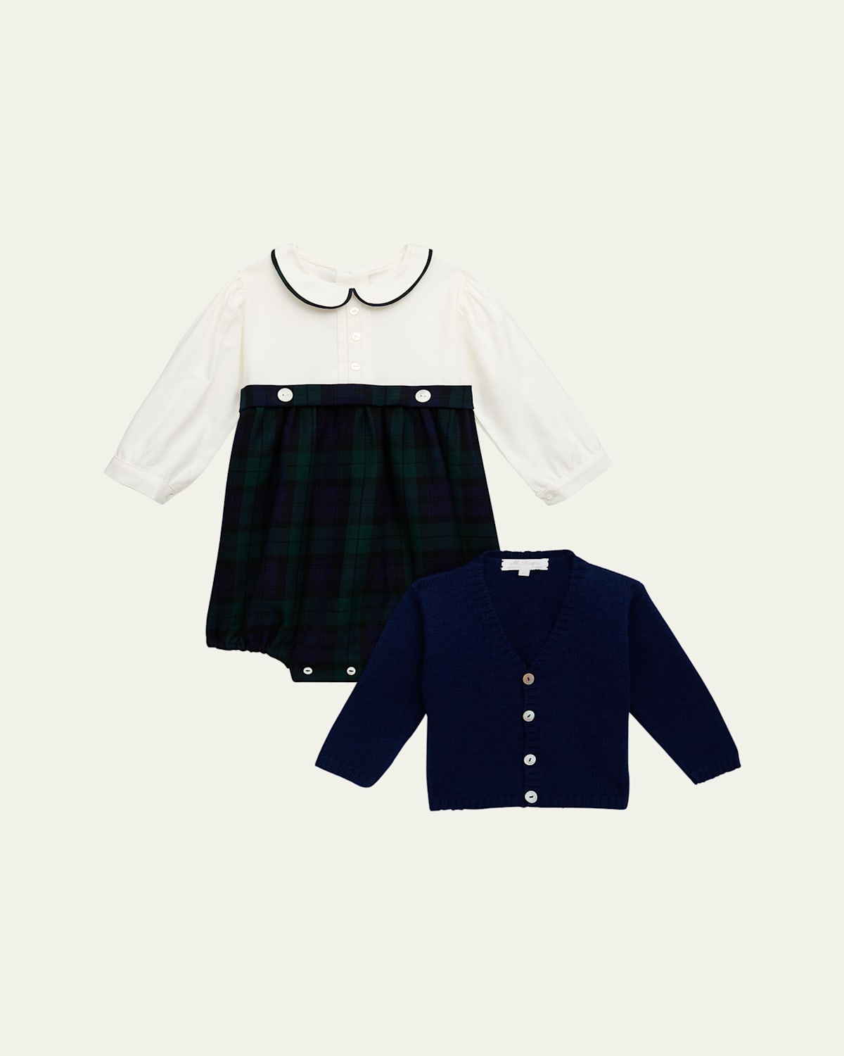 Girl's Plaid-Print Romper W/ Romper, Size 3M-24M