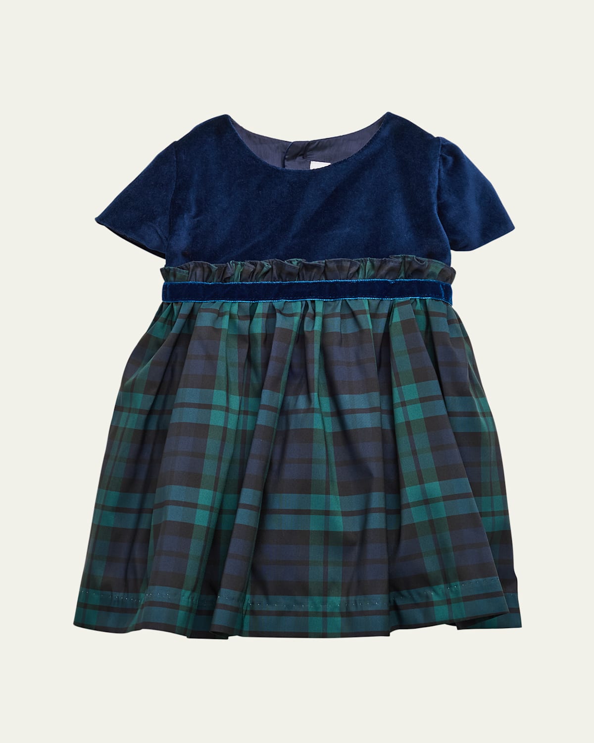 Girl's Plaid-Print Festive Dress, Size 6M-14