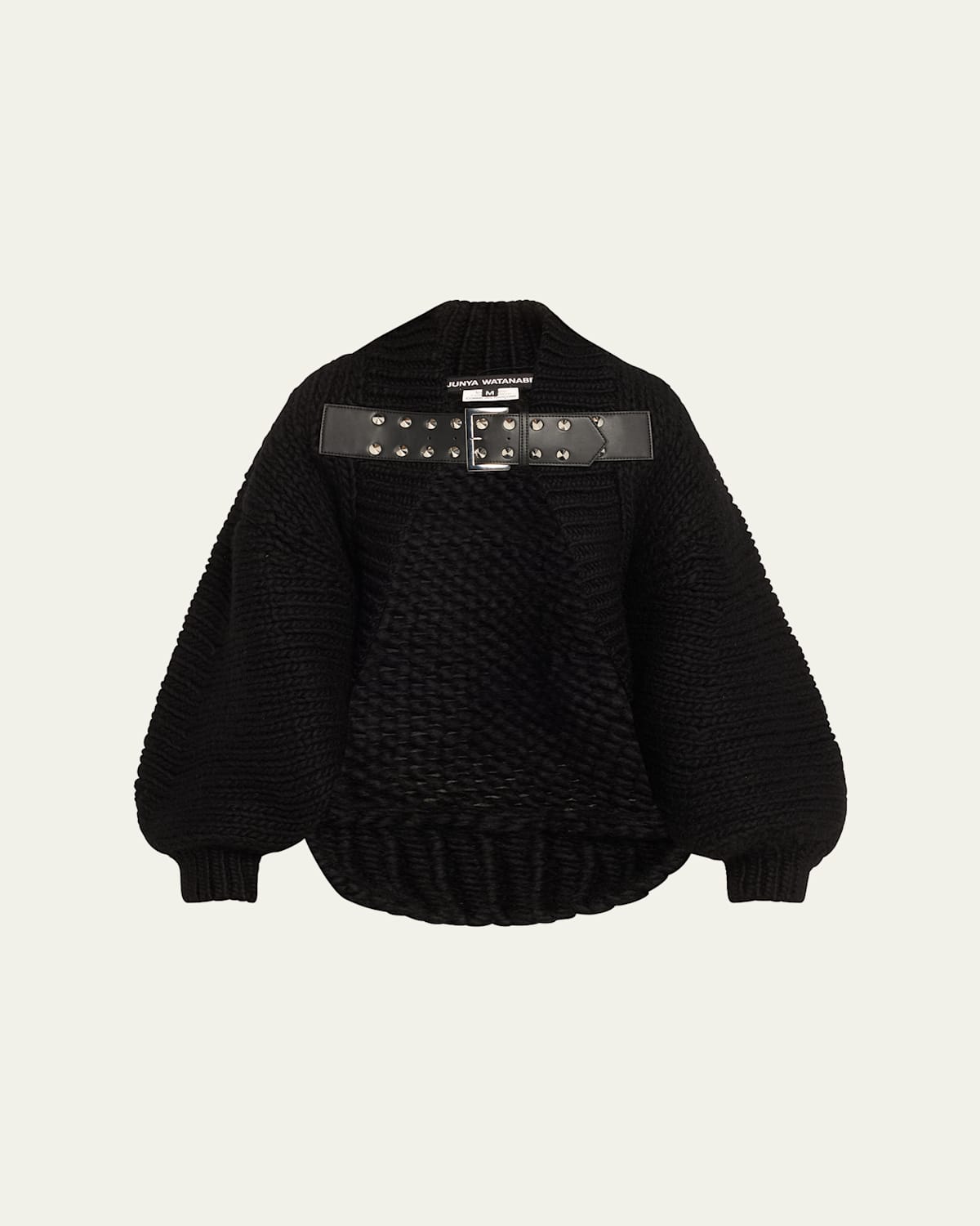 Studded Buckle Wool Cropped Cardigan
