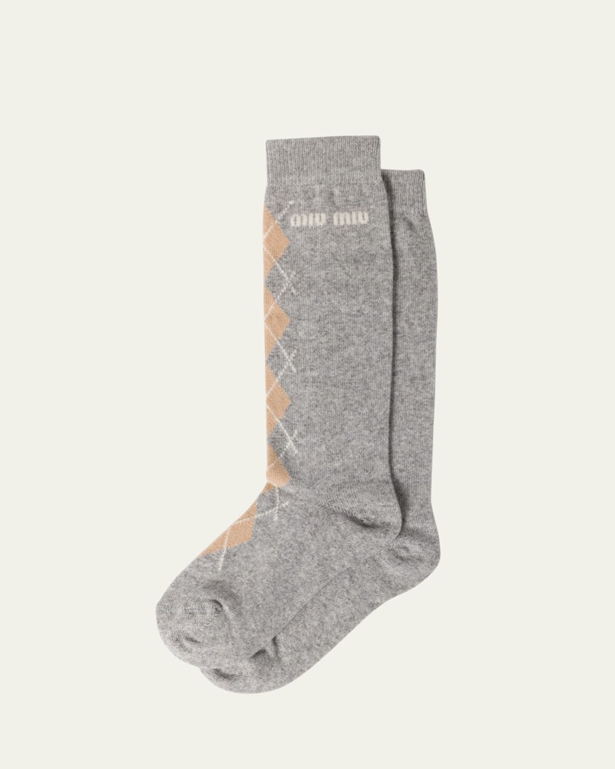 Argyle Pattern Wool Cashmere Socks