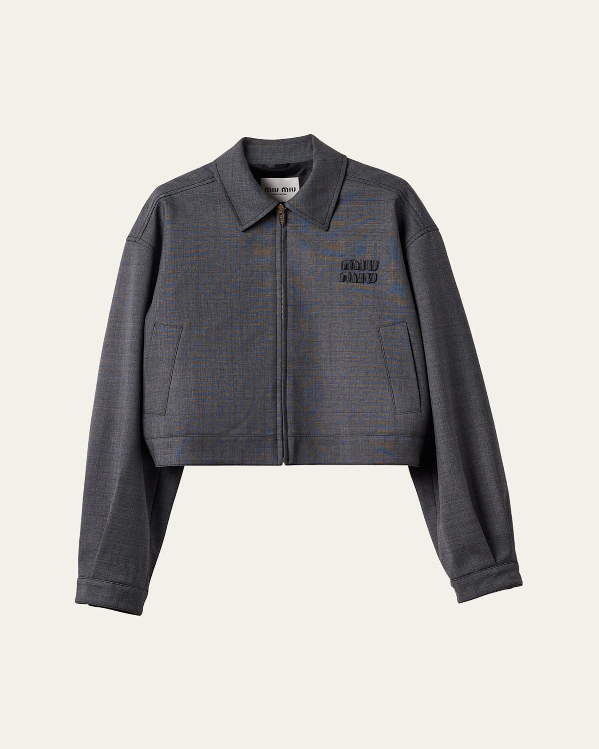 Long-Sleeve Zip Up Wool Jacket