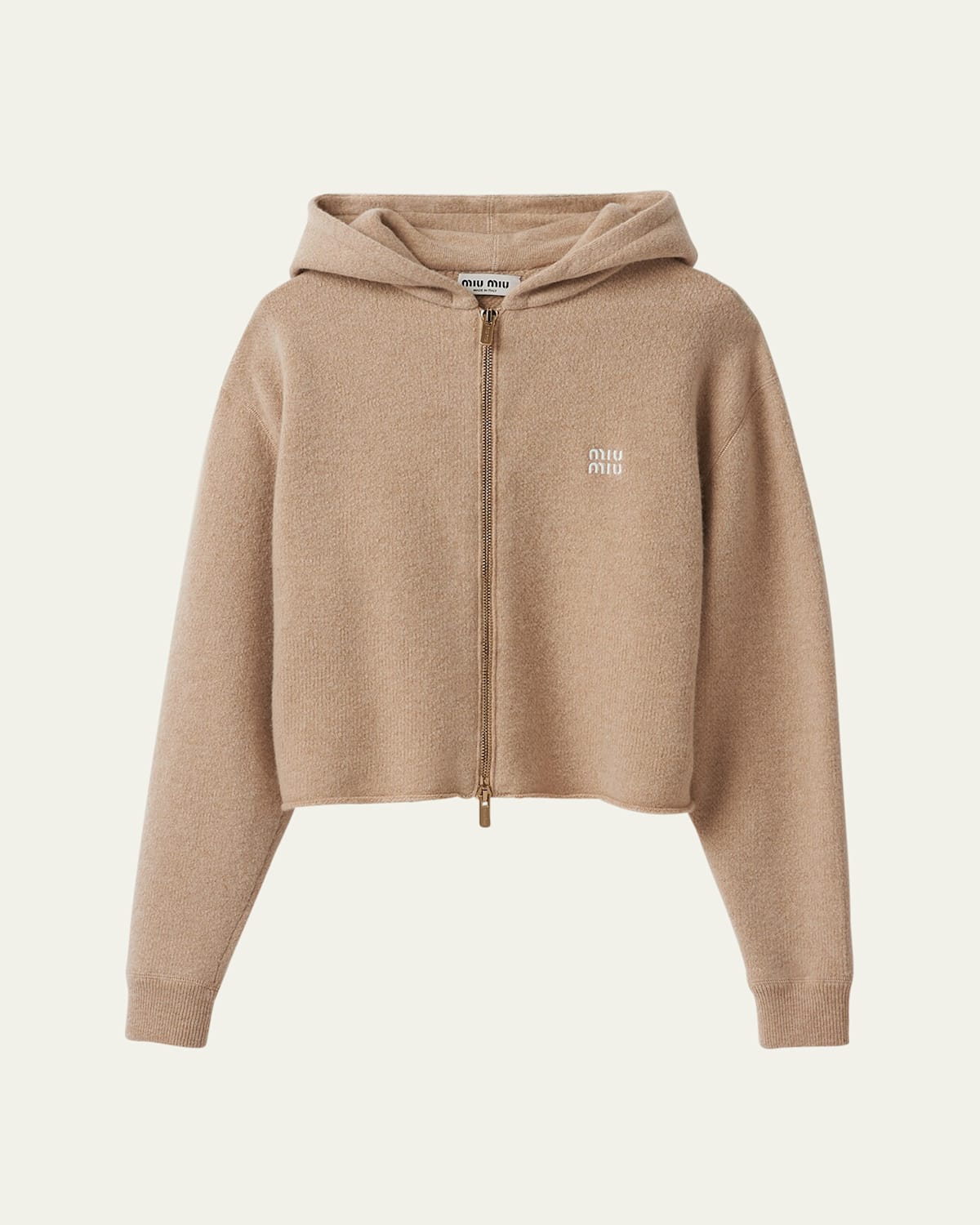 Hooded Logo Embroidered Wool Cashmere Sweater
