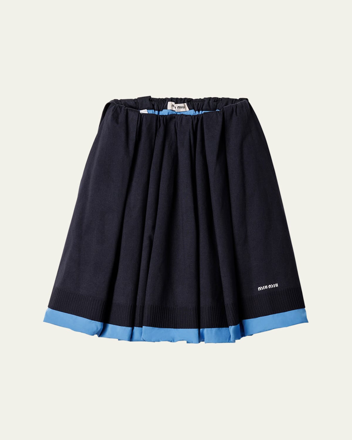 Miu Miu Jacquard Logo Poplin Knit Skirt In Bluazzurro