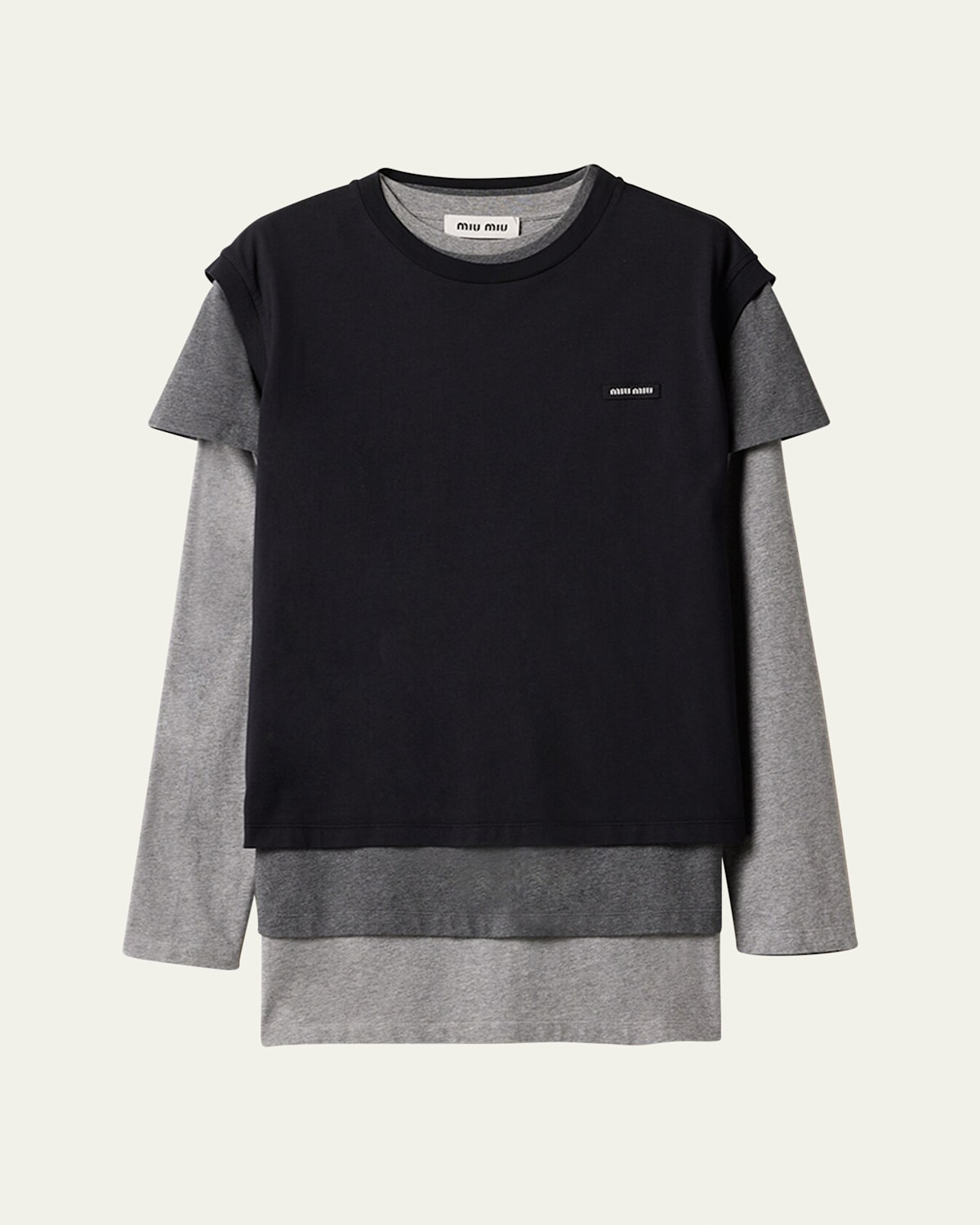 Miu Miu 3-pack T-shirt Set In F04ae Nero Ardesia Grigio