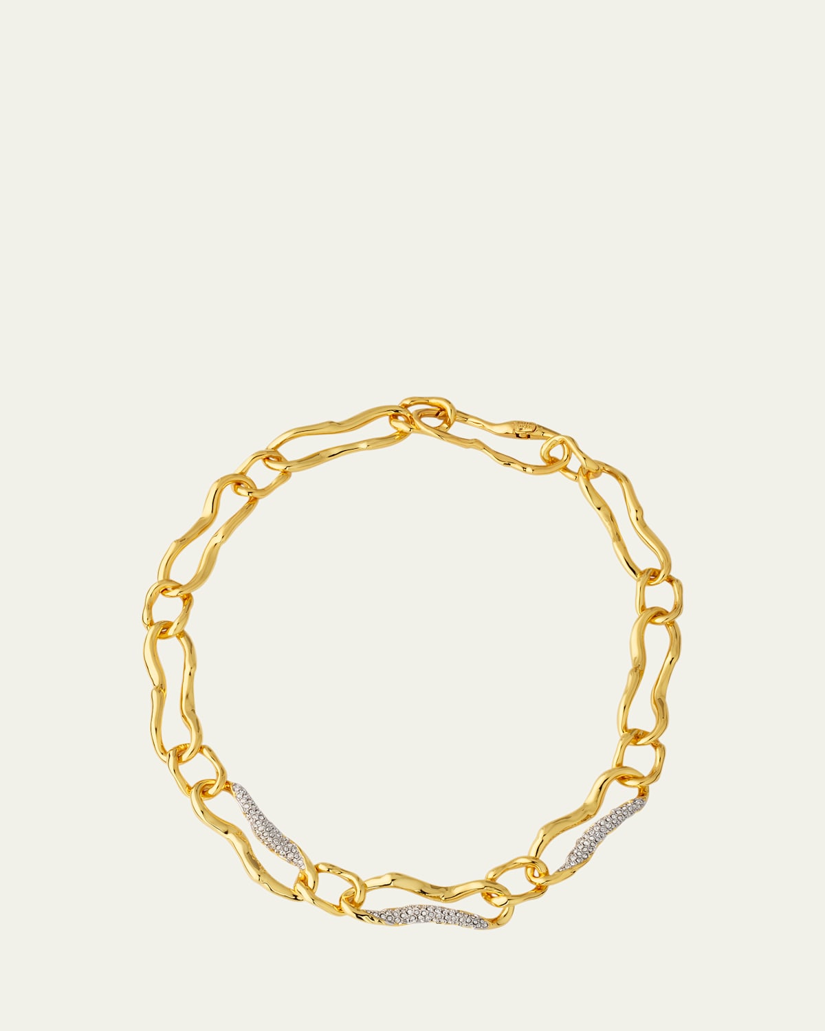 Brut Gold Curved Link Necklace, 18"L