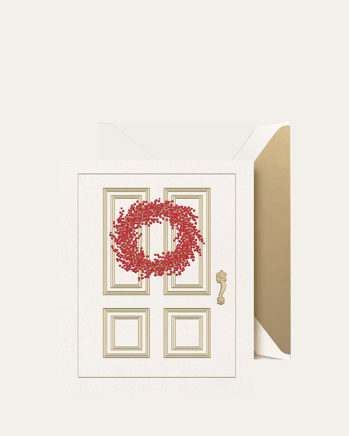 Engraved Red Berry Wreath Greeting Cards, Set of 10