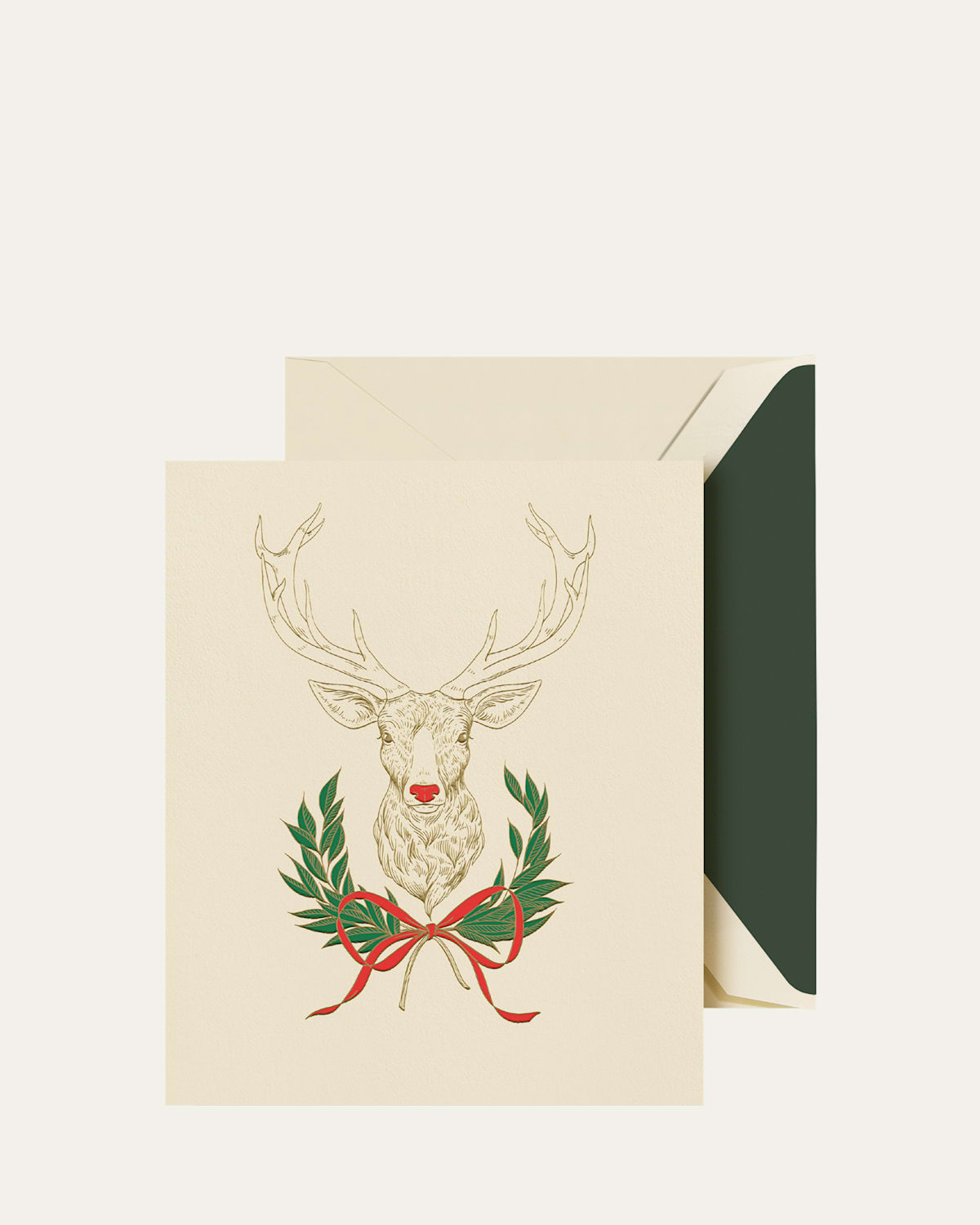 Engraved Decorated Reindeer Greeting Cards, Set of 10