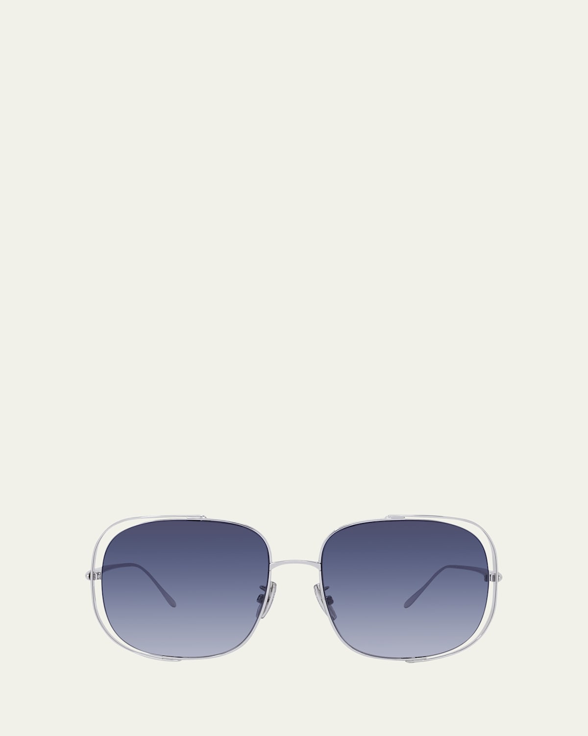 Loewe Metal Logo-print Rectangle Sunglasses In Shiny Palladium Gradient Blue