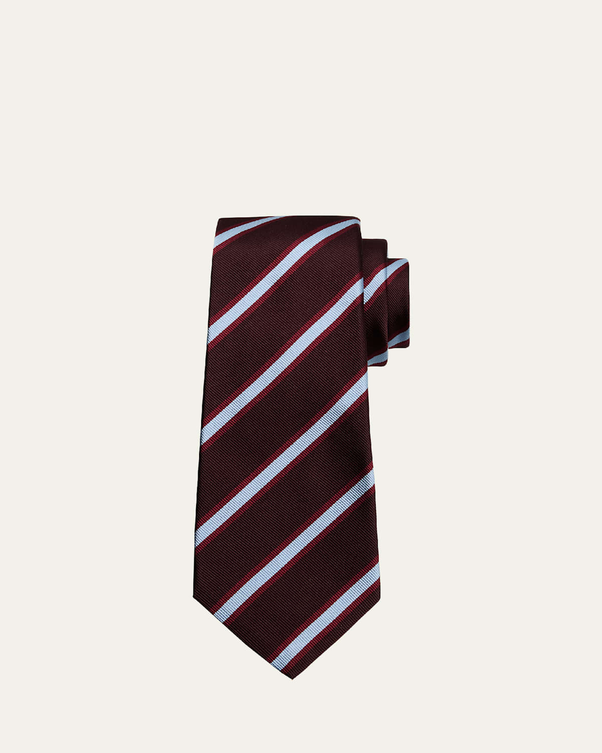 Kiton Men's 7-fold Multi-stripe Silk Tie In Dk Red