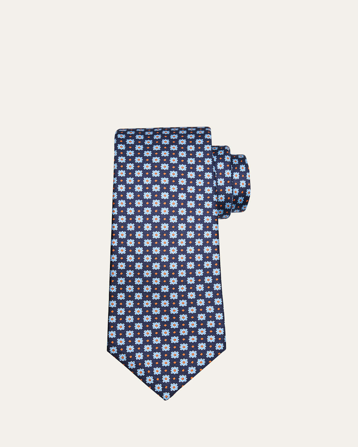 Kiton Men's 7-Fold Mini Floral Silk Tie