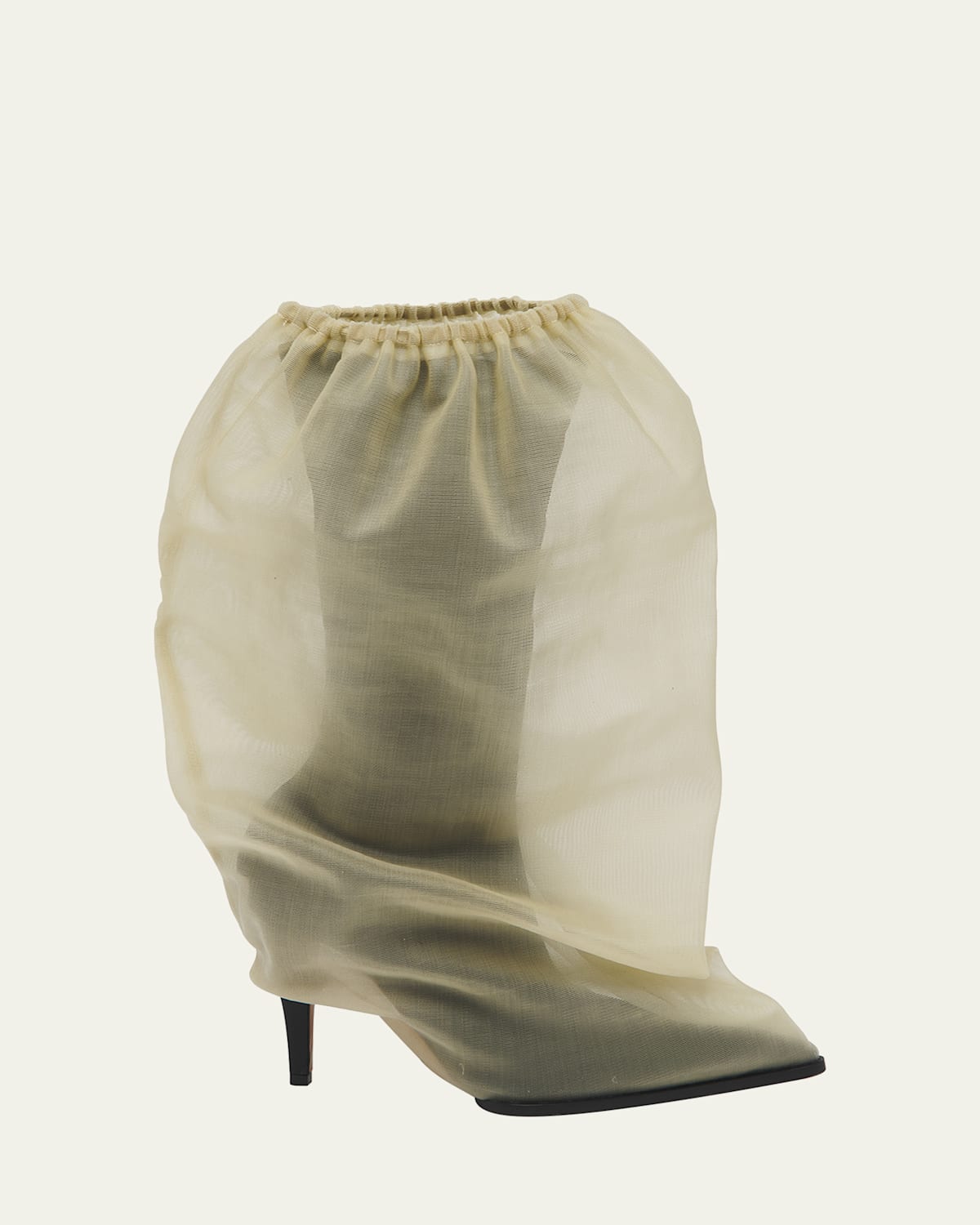 Shop Alexander Mcqueen Sheer Bag Stiletto Boots In Beige Black
