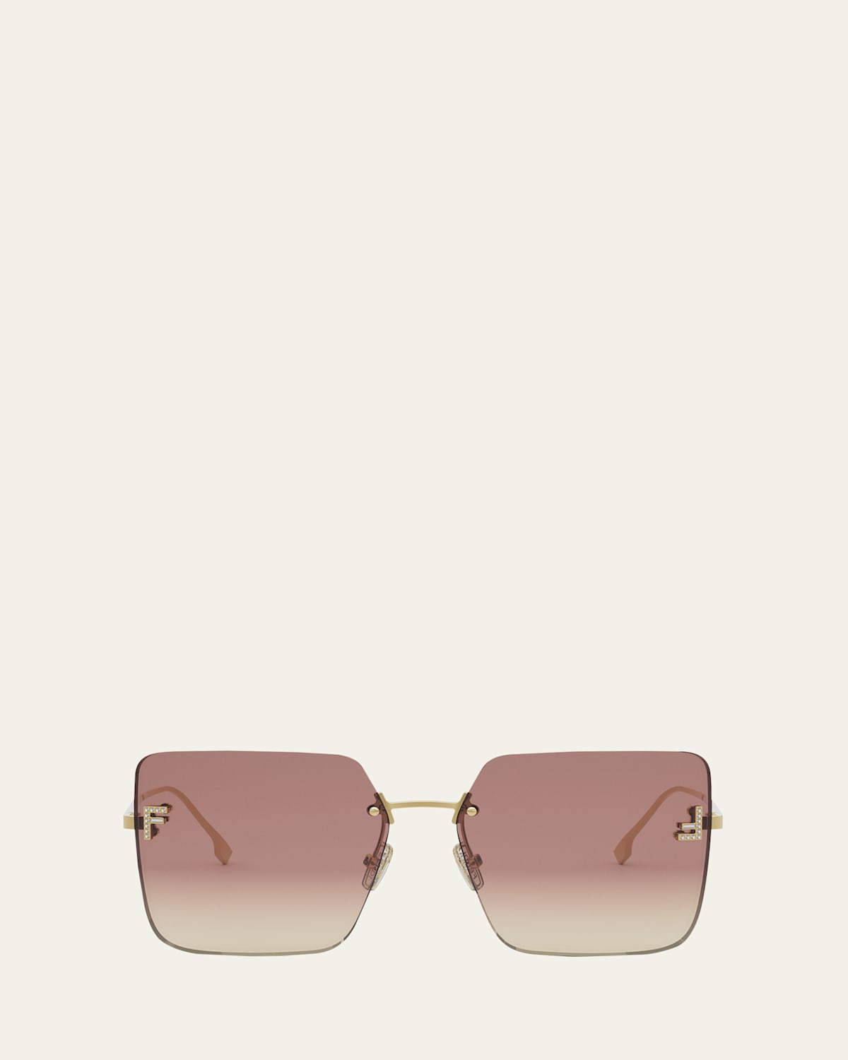 Fendi Oversized Rimless Square Metal & Nylon Sunglasses In Shiny Endura Gold Gradient