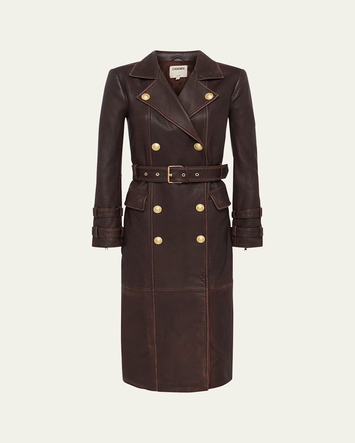 Balmain leather trench coat outlet