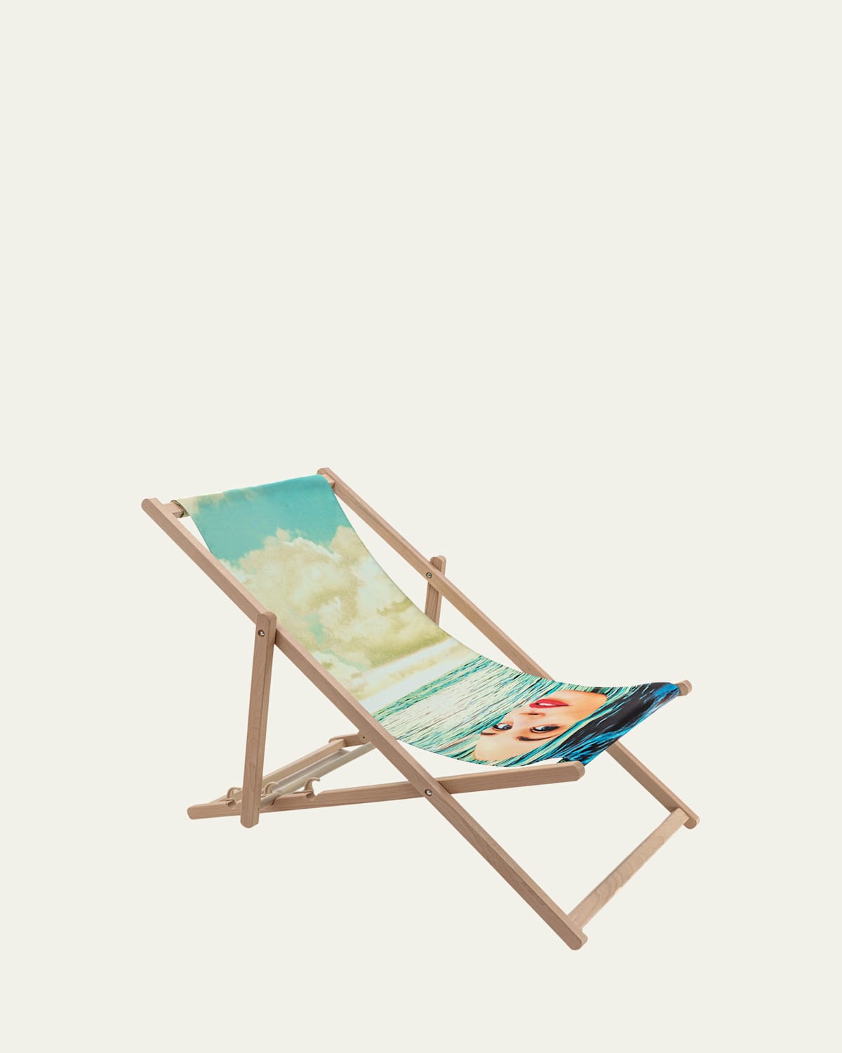 Seletti X Toiletpaper Magazine Girl In The Sea Indoor/outdoor Folding Deck Chair In Multi