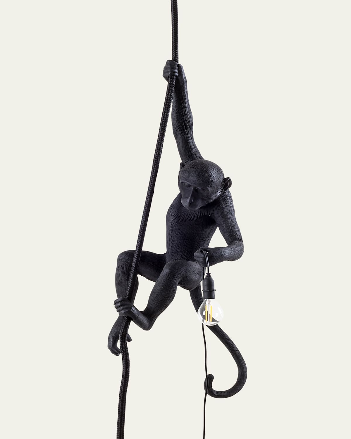Seletti Monkey With Rope 30" Outdoor Pendant In Black