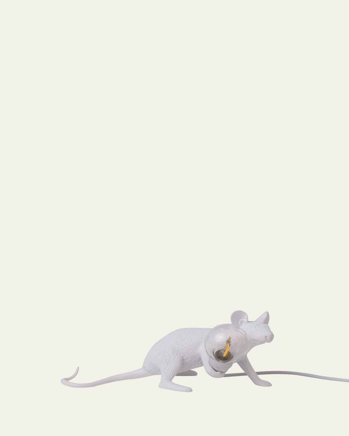 Seletti Lie Down Mouse 8" Usb Table Lamp In White
