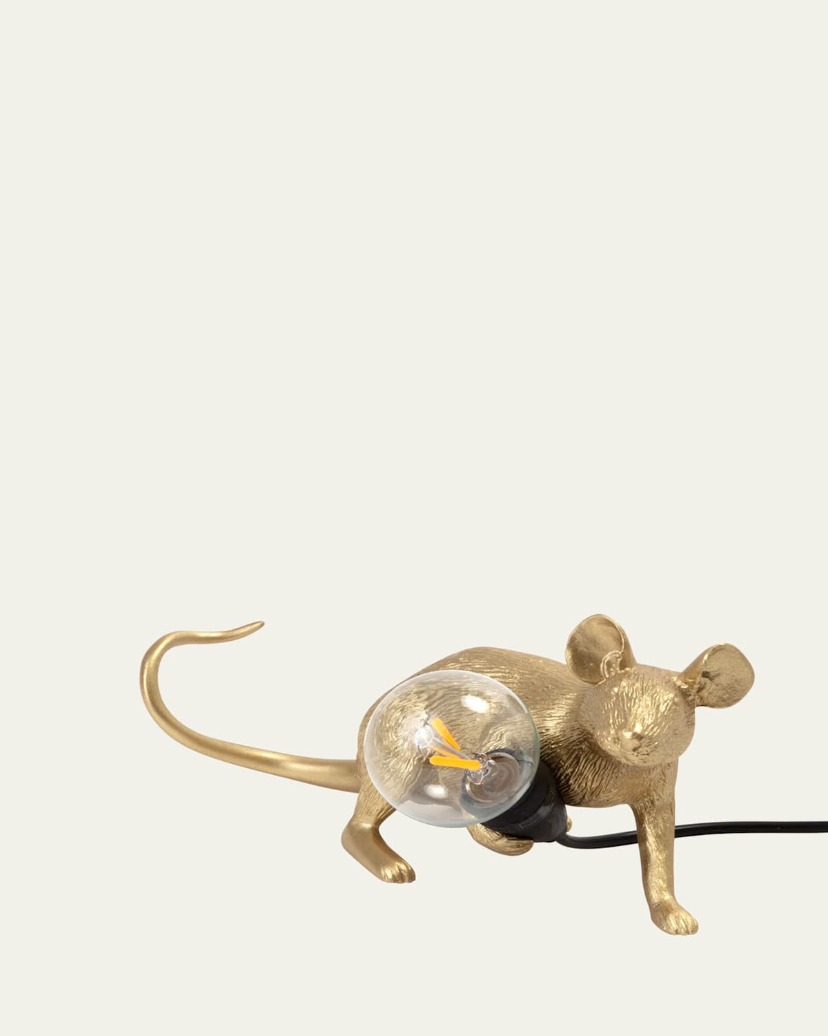 Seletti Lie Down Mouse 8" Usb Table Lamp In Gold