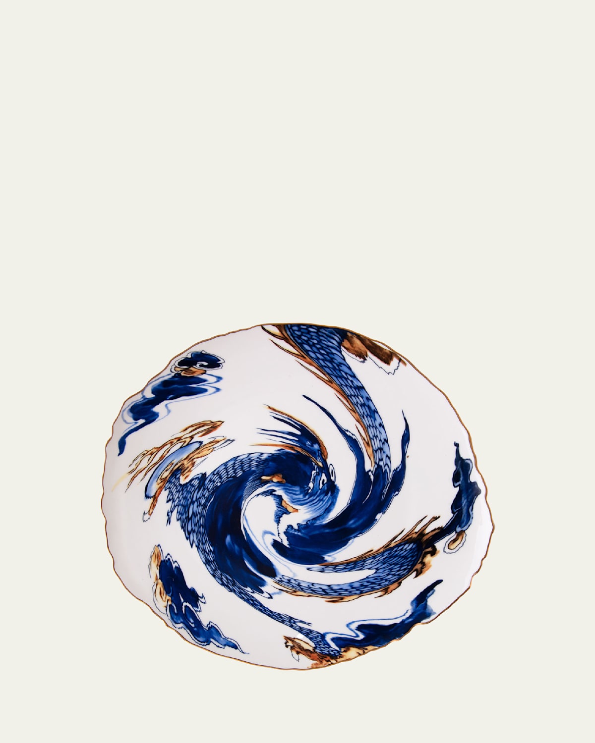 Seletti Diesel Classics On Acid Imari Dragon Dinner Plate In White-blue-yellow