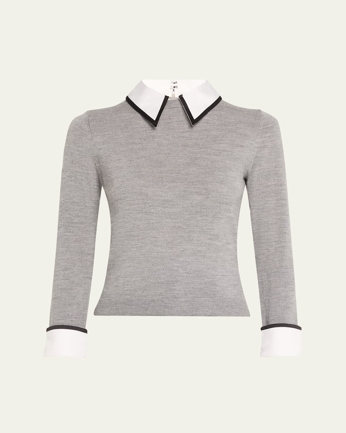 Alice And Olivia Porla Collared Sweater In Medium Heather Grey