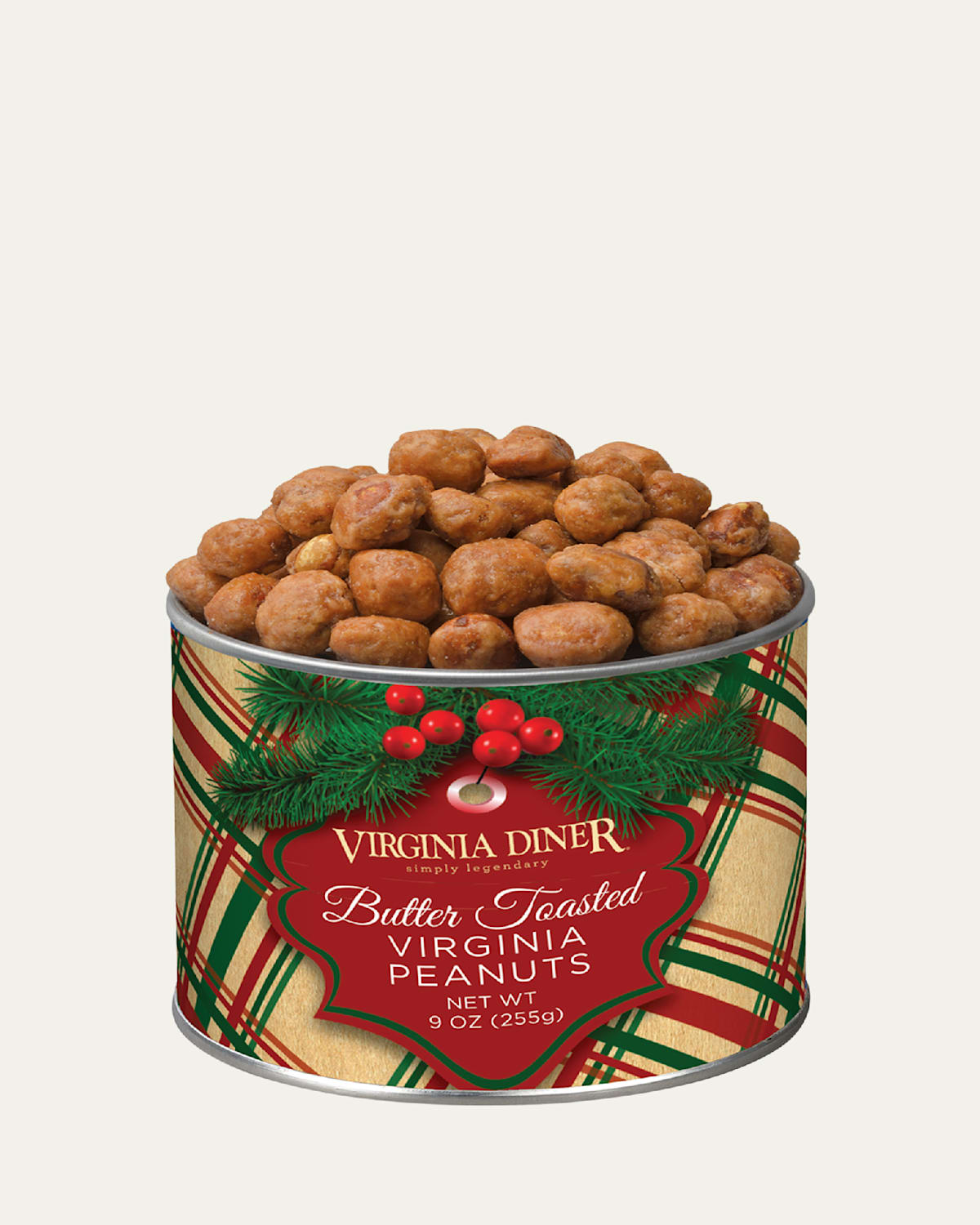 Virginia Diner 9 oz. Holiday Plaid Butter Toasted Peanuts