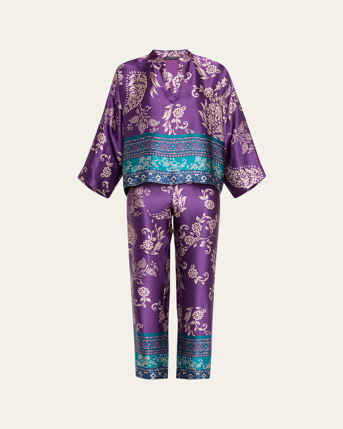 Ysobel Floral-Print Silk Charmeuse Pajama Set