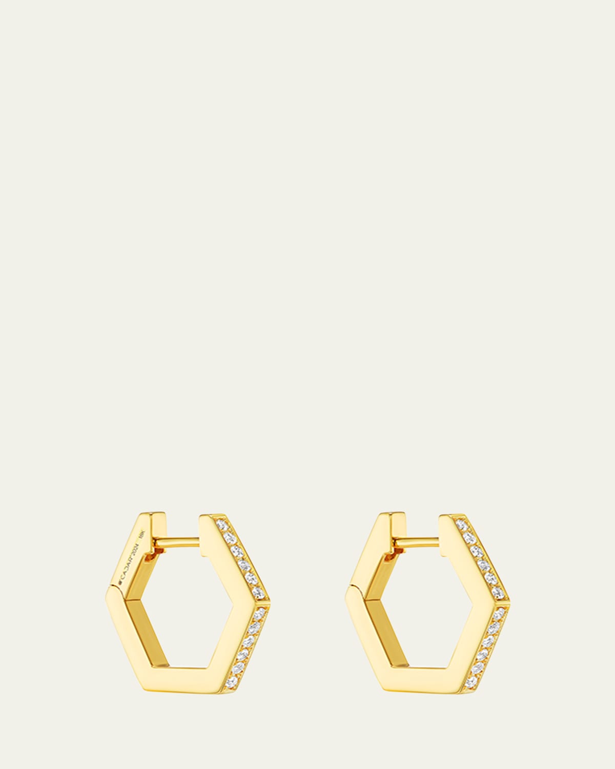 18K Yellow Gold B HOME Hoop Earrings with Diamonds, 15mm