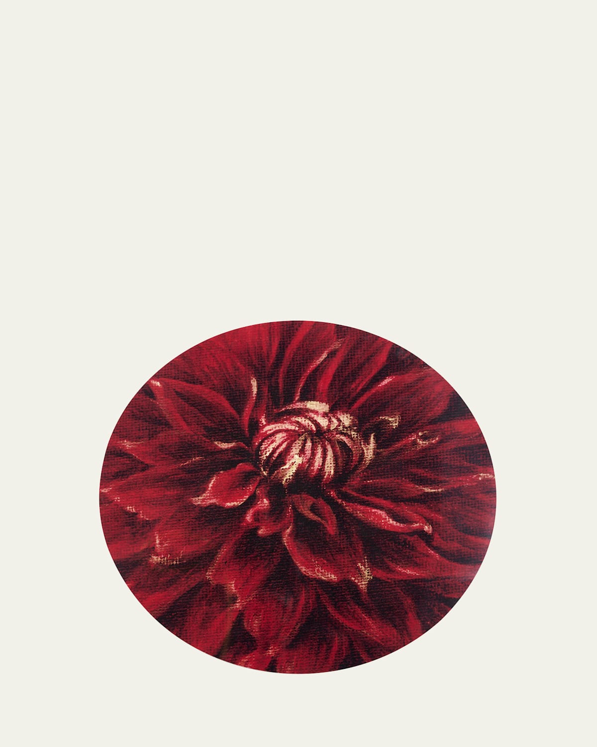 Summerill & Bishop Dahlia Nuit D'ete Cork-backed Placemat, 13.4" Round In Red