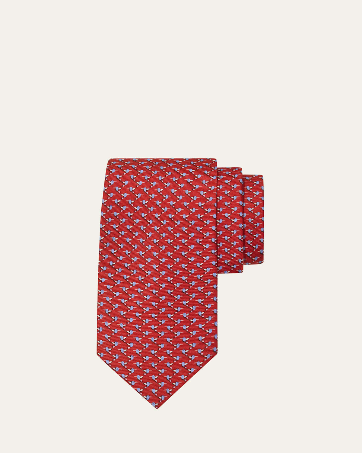 Ferragamo Hummingbird Print Silk Tie In Frosso