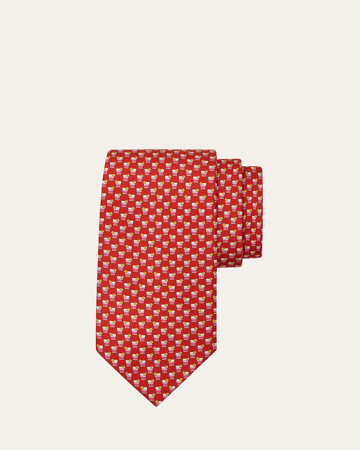 Ferragamo Men's Cocktail-print Silk Tie In Frosso