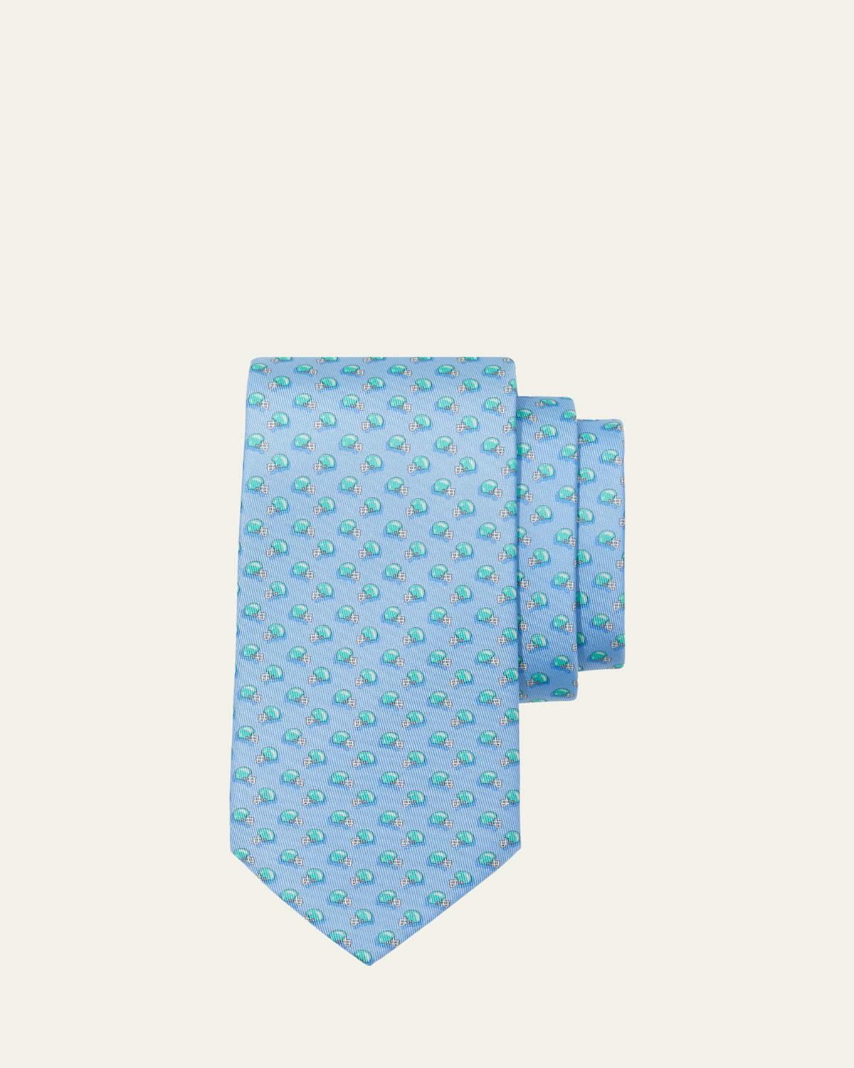 Ferragamo Football-print Silk Tie In Fazzurro